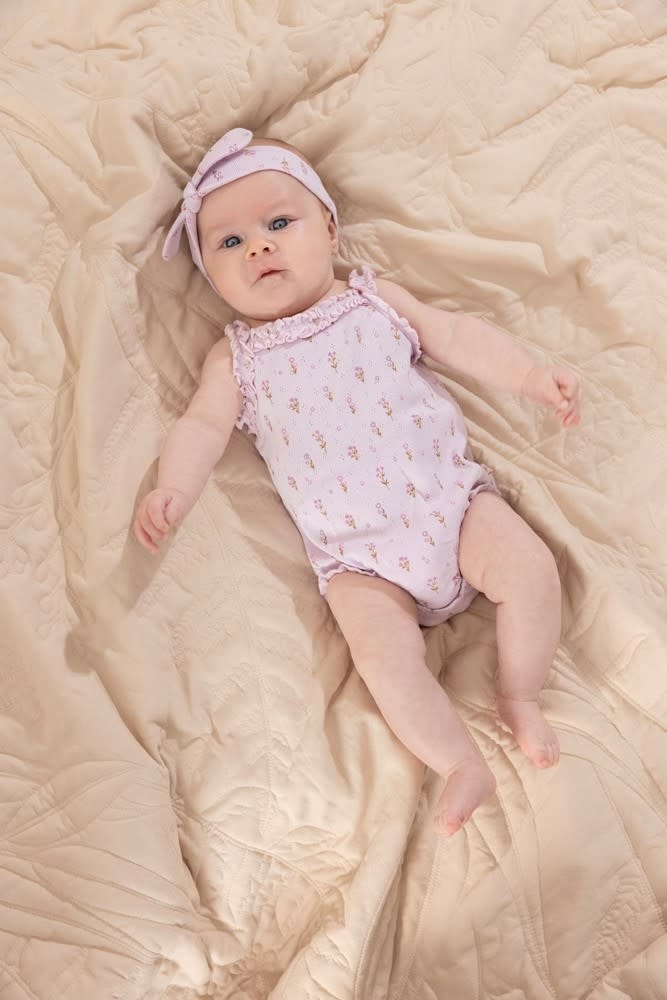 Feetje Romper pointelle rib AOP Lila - Flower Ranch