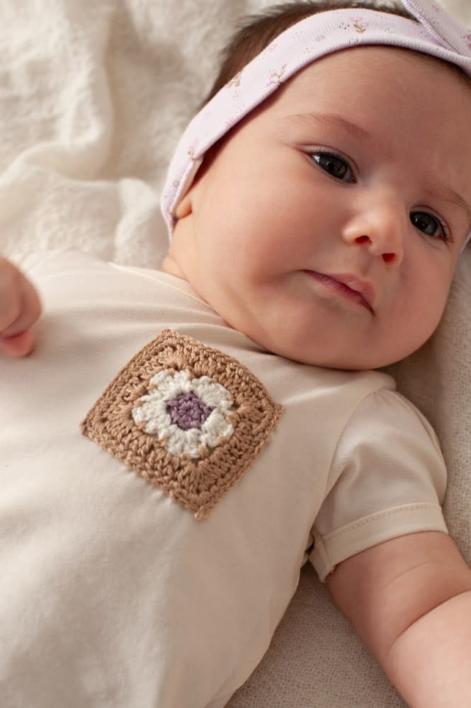 Feetje T-shirt met crochet zakje Offwhite - Flower Ranch