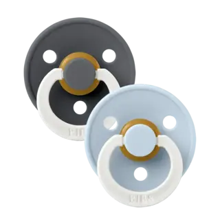 Bibs Ronde speen 2-pack natuurrubber Glow Iron/Baby blue - Maat 3