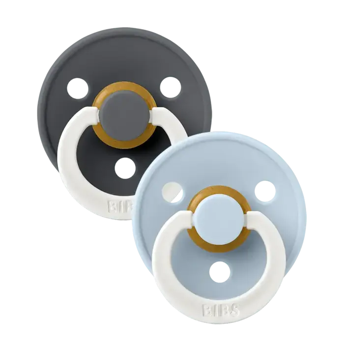 Bibs Ronde speen 2-pack natuurrubber Glow Iron/Baby blue - Maat 3