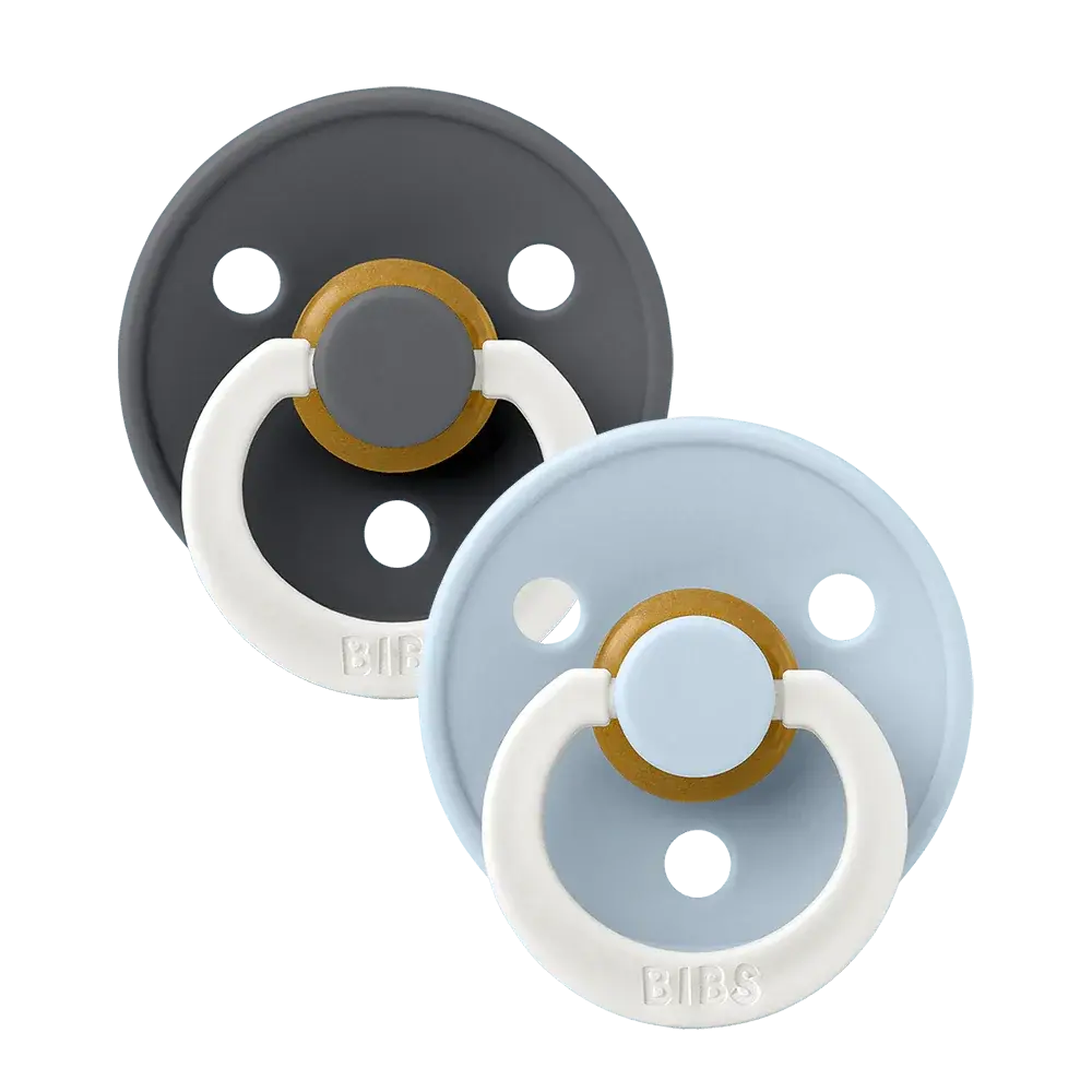 Bibs Ronde speen 2-pack natuurrubber Glow Iron/Baby blue - Maat 3
