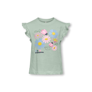 Kids Only KMGRUTH LIFE SL FRILL LOOSE TEE JRS Green