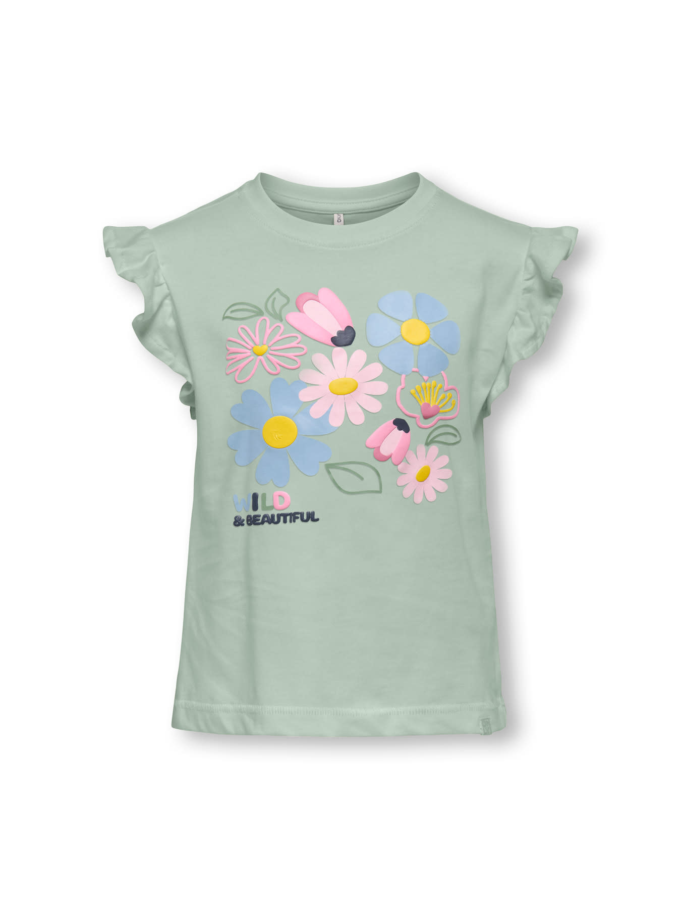 Kids Only KMGRUTH LIFE SL FRILL LOOSE TEE JRS Green