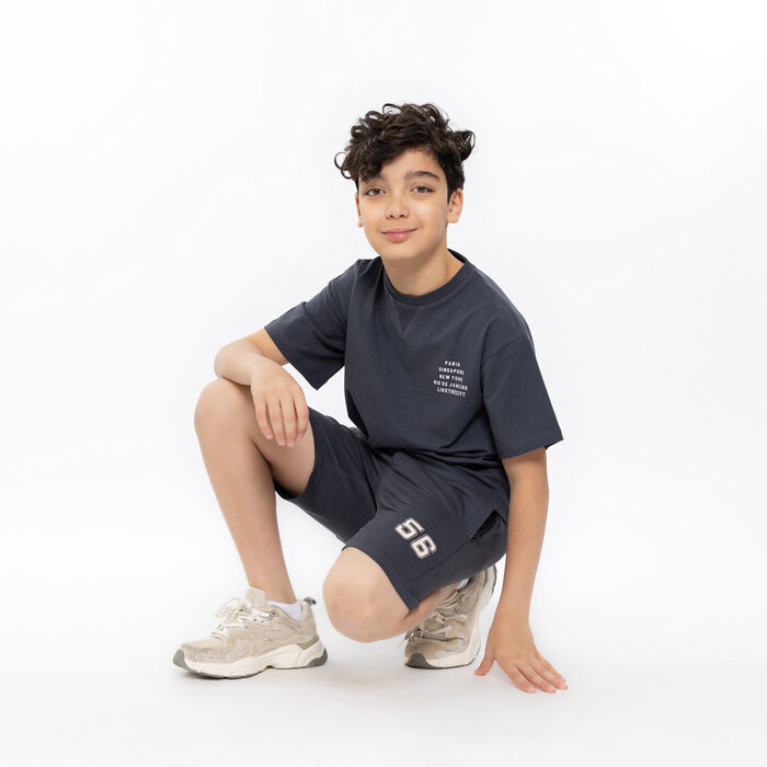 No Way Monday 2 pc set, loose fit, T-shirt, Jogging shorts Anthracite