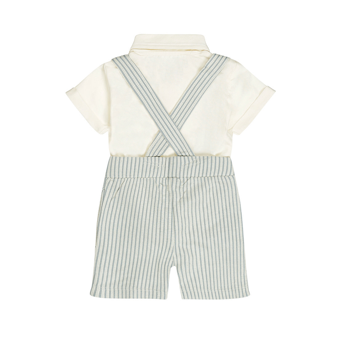 Dirkje 2 pc set Blue, Polo shirt, Shorts, suspenders