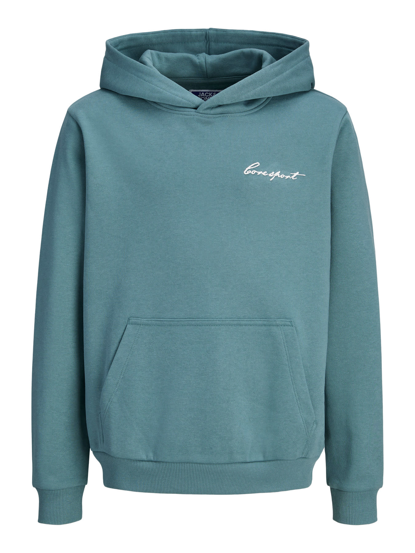 Jack & Jones JCODUST SCRIPT SWEAT HOOD SA26 MNI Turquoise