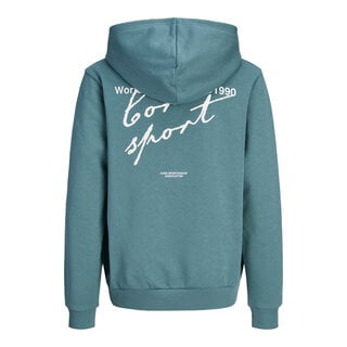 Jack & Jones JCODUST SCRIPT SWEAT HOOD SA26 MNI Turquoise