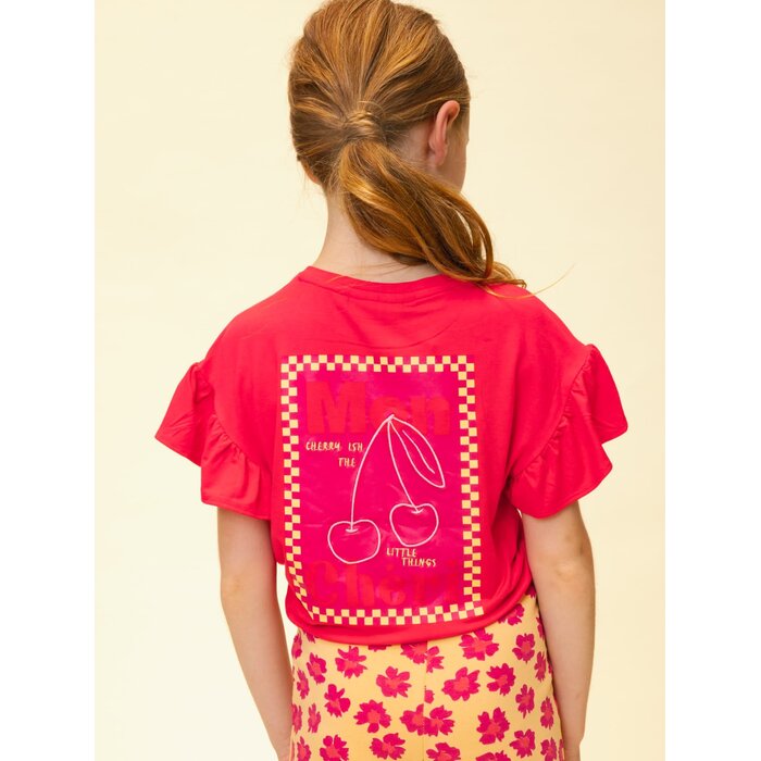 Looxs Little T-shirt SS ruffles poppy red