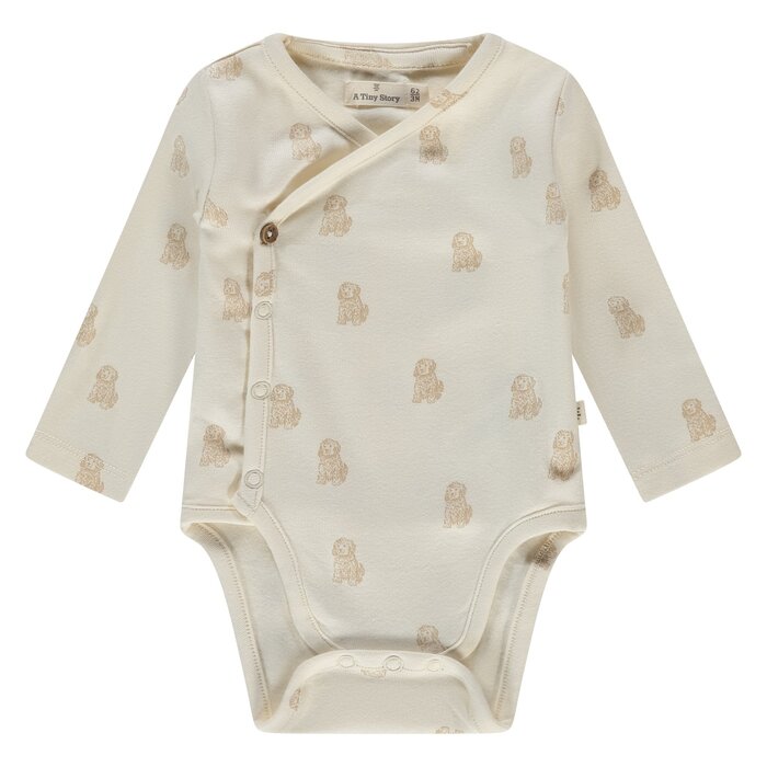 A Tiny Story baby romper long sleeve Ecru