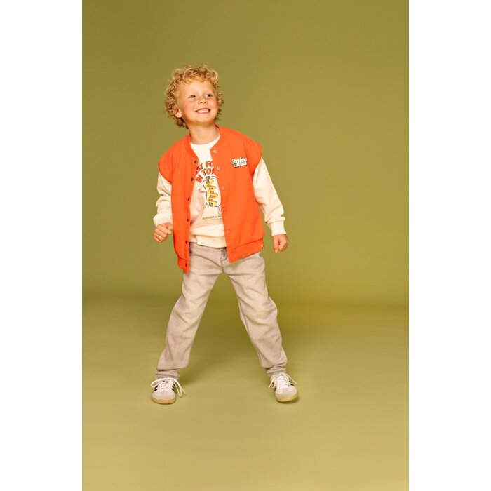 Stains & Stories boys sleeveless sweat cardigan Grapefruit