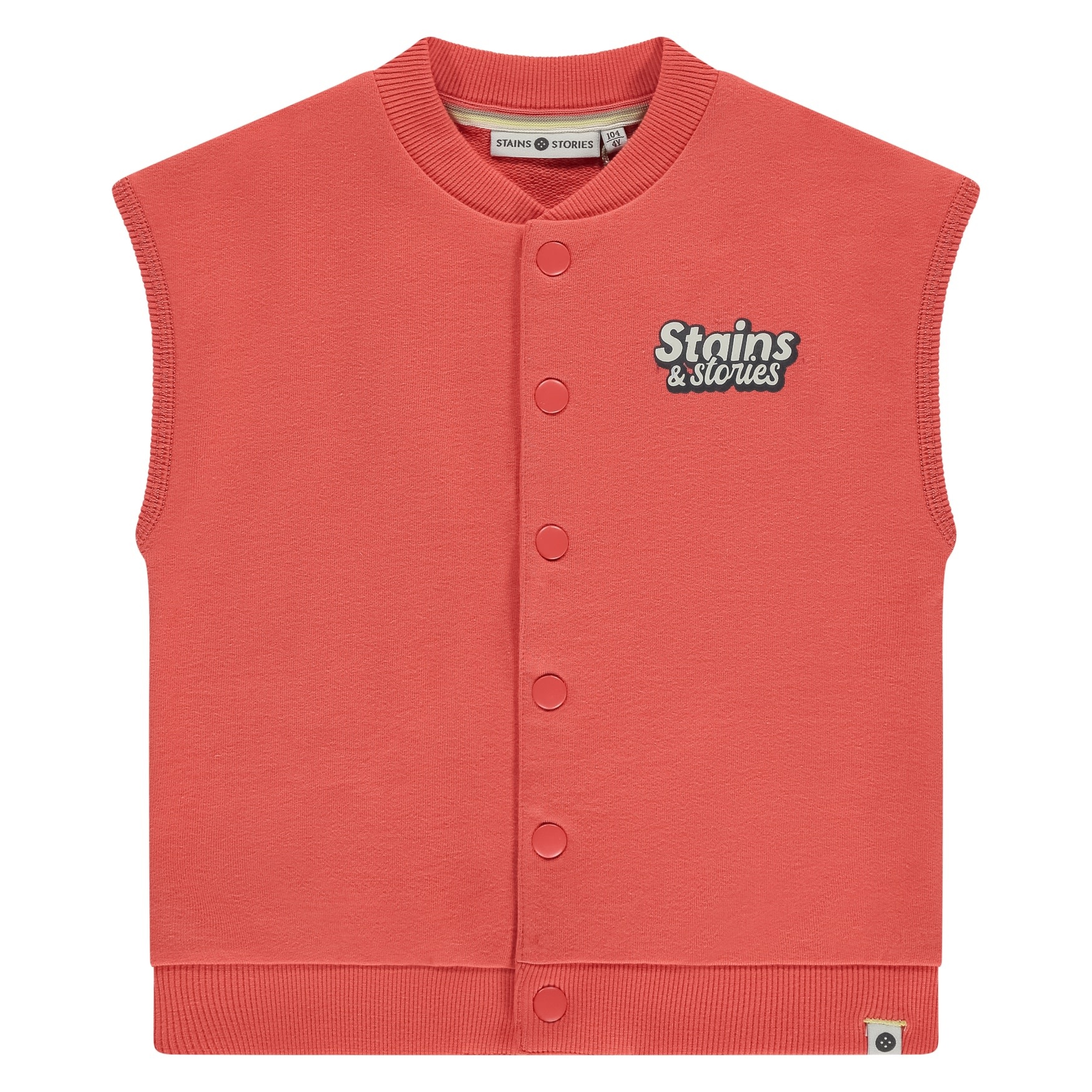 Stains & Stories boys sleeveless sweat cardigan Grapefruit