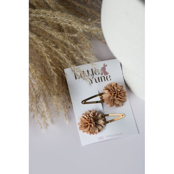 Little Yune Haarspeldjes | Bloemenspeldjes Soléa – Beige