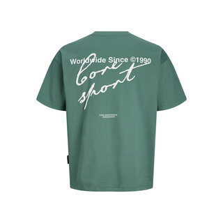 Jack & Jones JCODUST SCRIPT BACK TEE SS MNI Turquoise