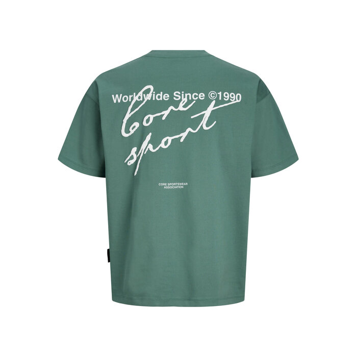 Jack & Jones JCODUST SCRIPT BACK TEE SS MNI Turquoise