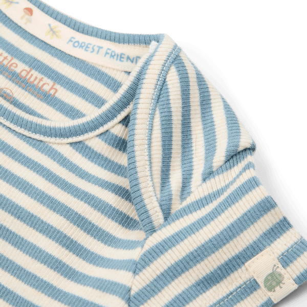 Little Dutch Romper korte mouw blauw Stone Blue stripe