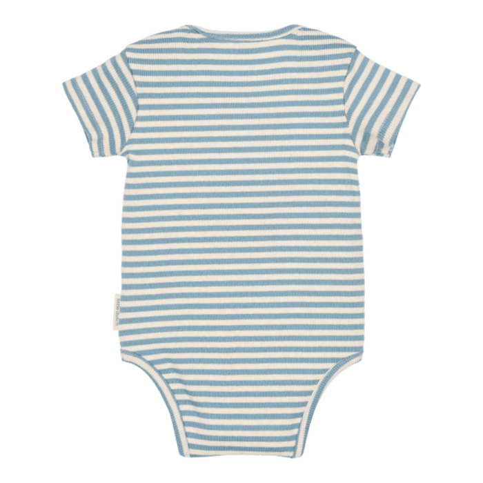 Little Dutch Romper korte mouw blauw Stone Blue stripe