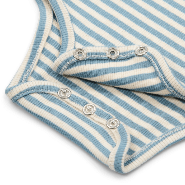 Little Dutch Romper korte mouw blauw Stone Blue stripe