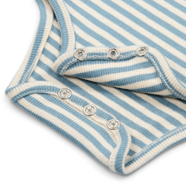 Little Dutch Romper korte mouw blauw Stone Blue stripe