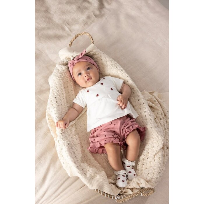 Feetje Short ajour rib AOP Roze - Ladybug