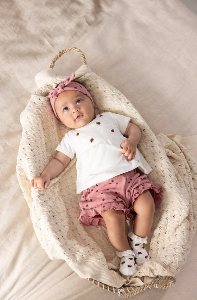 Feetje Short ajour rib AOP Roze - Ladybug