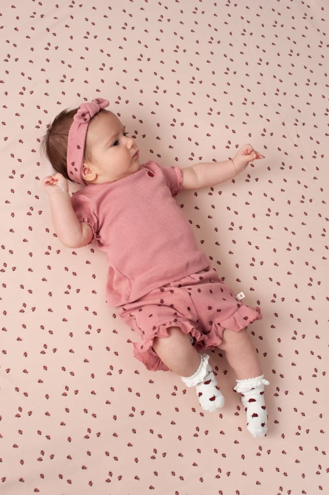 Feetje T-shirt ajour rib Roze - Ladybug
