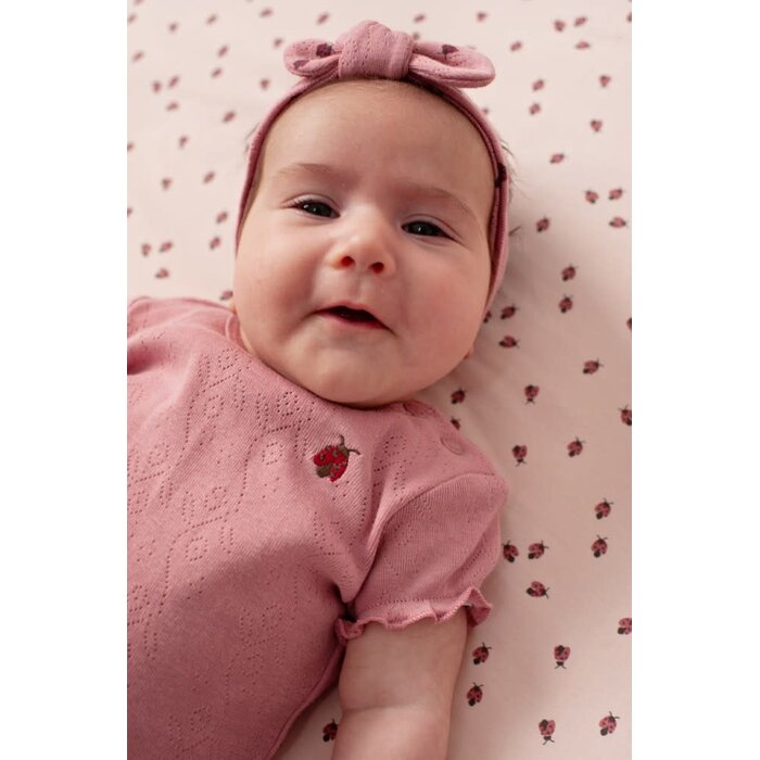 Feetje T-shirt ajour rib Roze - Ladybug