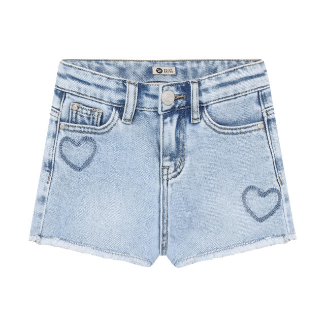 Daily7 Denim Shorts Heart Blue Denim