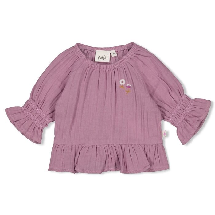 Feetje Longsleeve ruches mousseline Violet - Flower Ranch