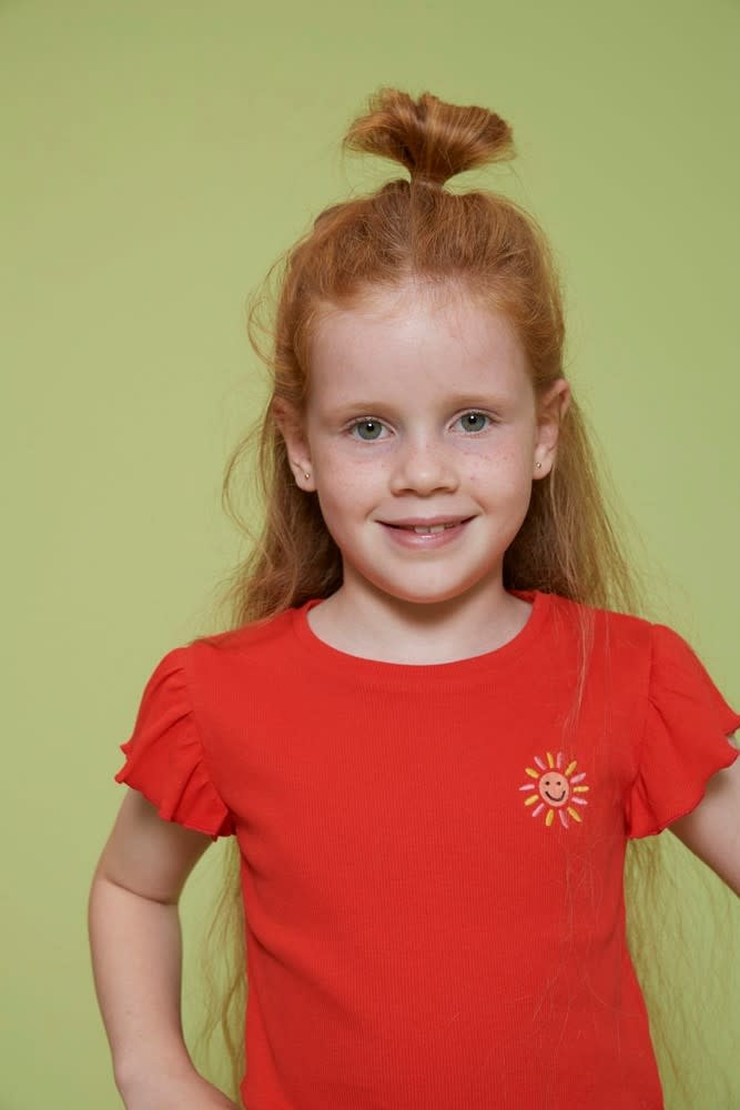 Jubel T-shirt rib Rood - Salsa Sunset