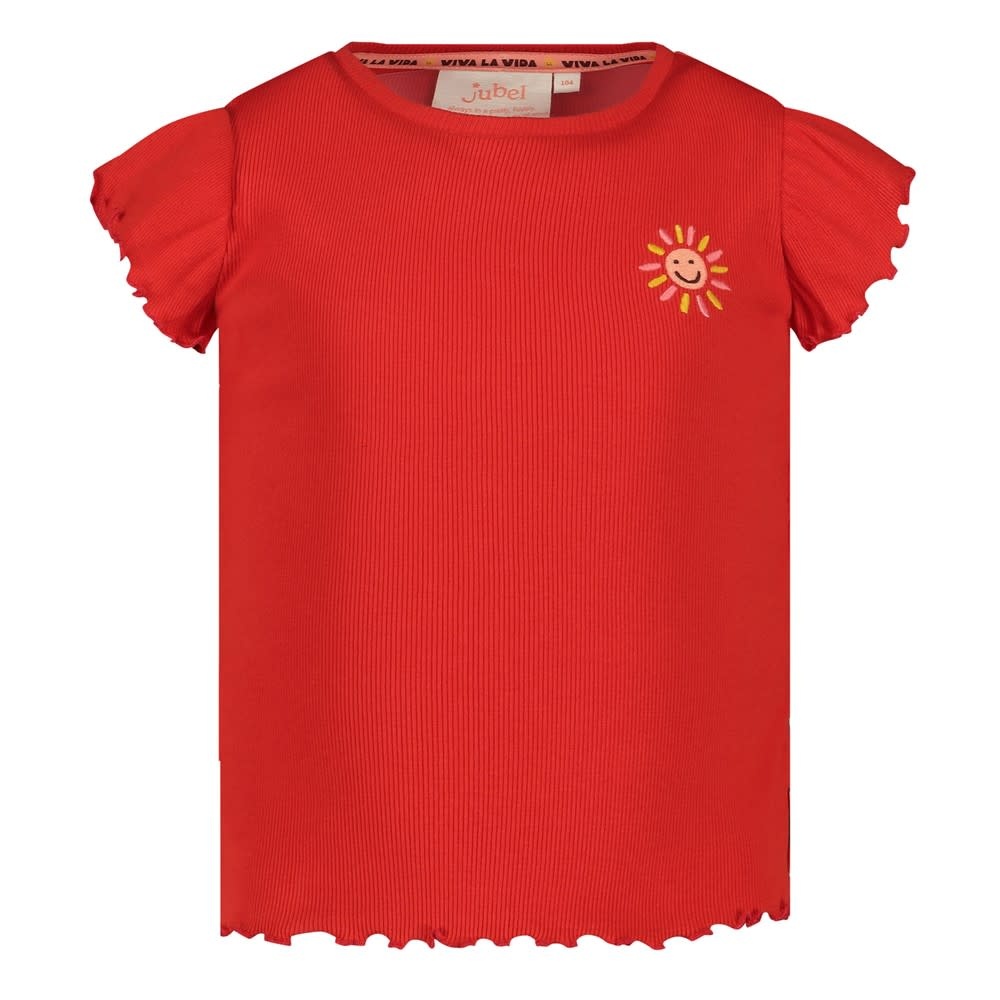 Jubel T-shirt rib Rood - Salsa Sunset
