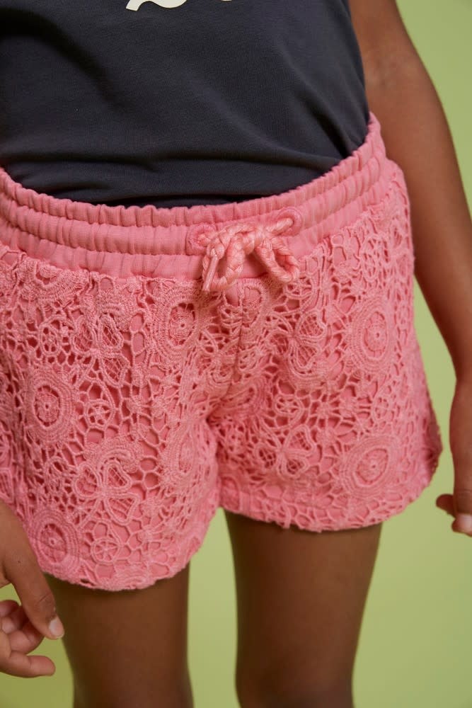 Short met crochetdetail Roze - Salsa Sunset - Linijn