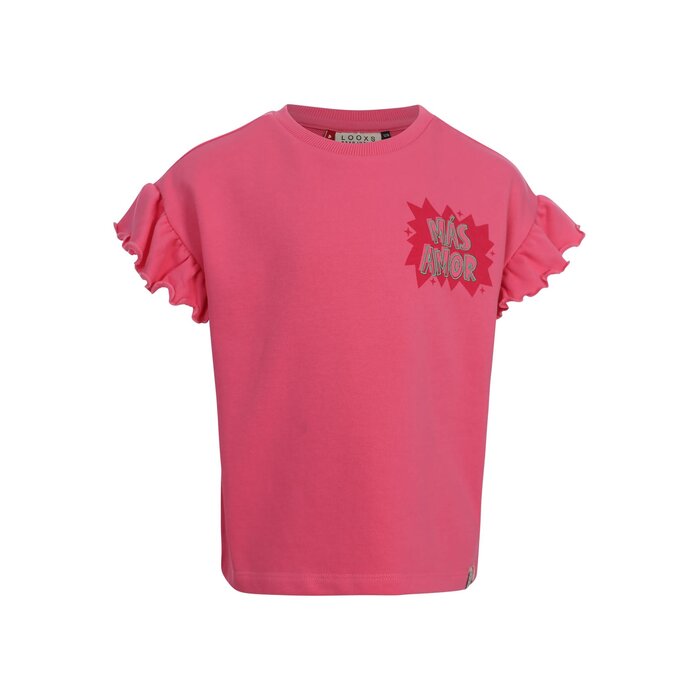 Looxs Little Sweater with Ruffles SS Bubblegum