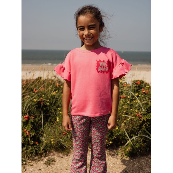 Looxs Little Sweater with Ruffles SS Bubblegum