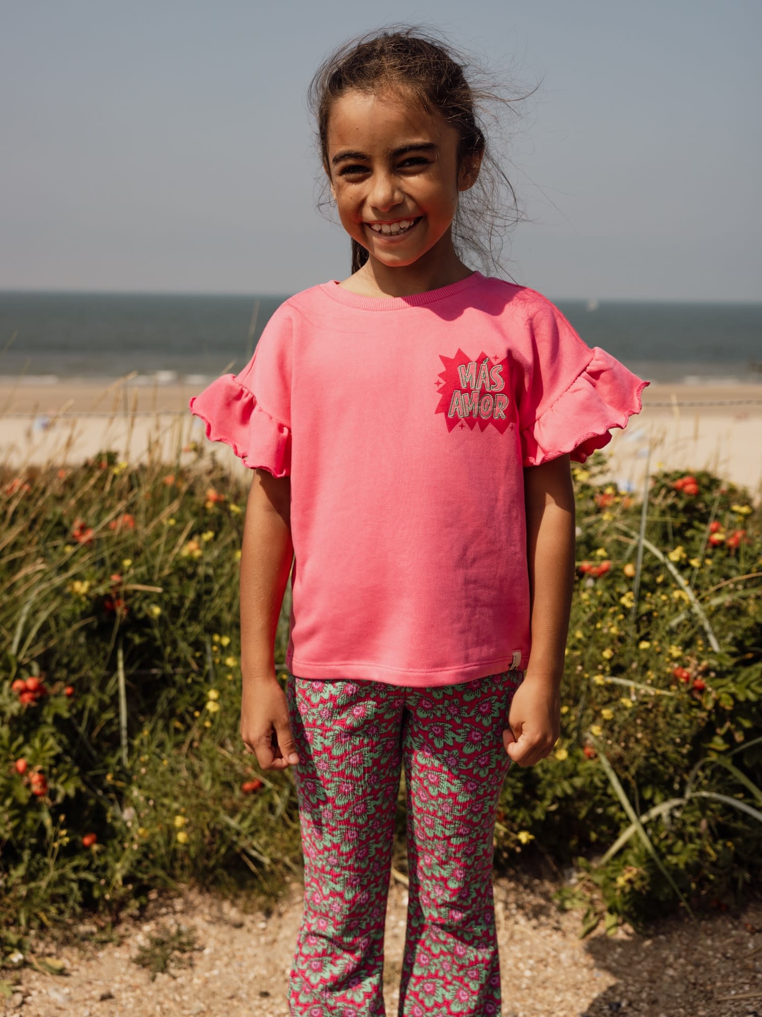 Looxs Little Sweater with Ruffles SS Bubblegum