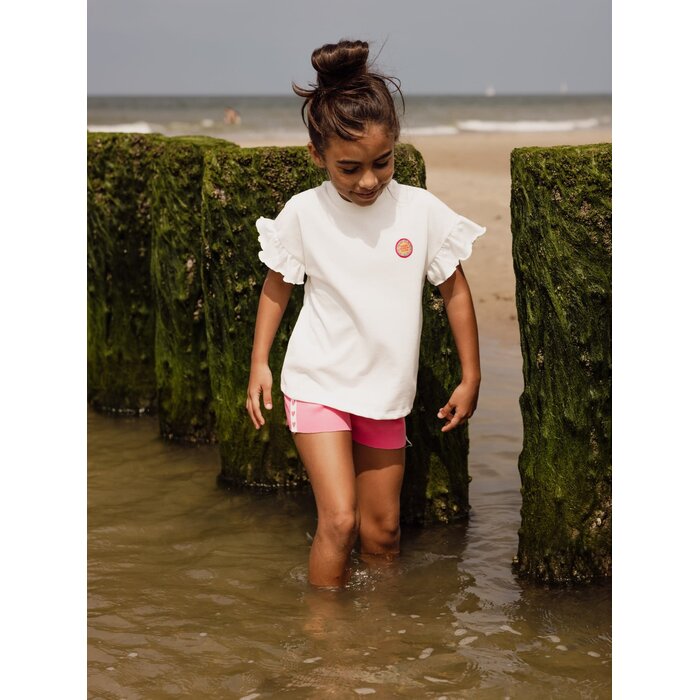 Looxs Little Sweater with Ruffles SS Soft white