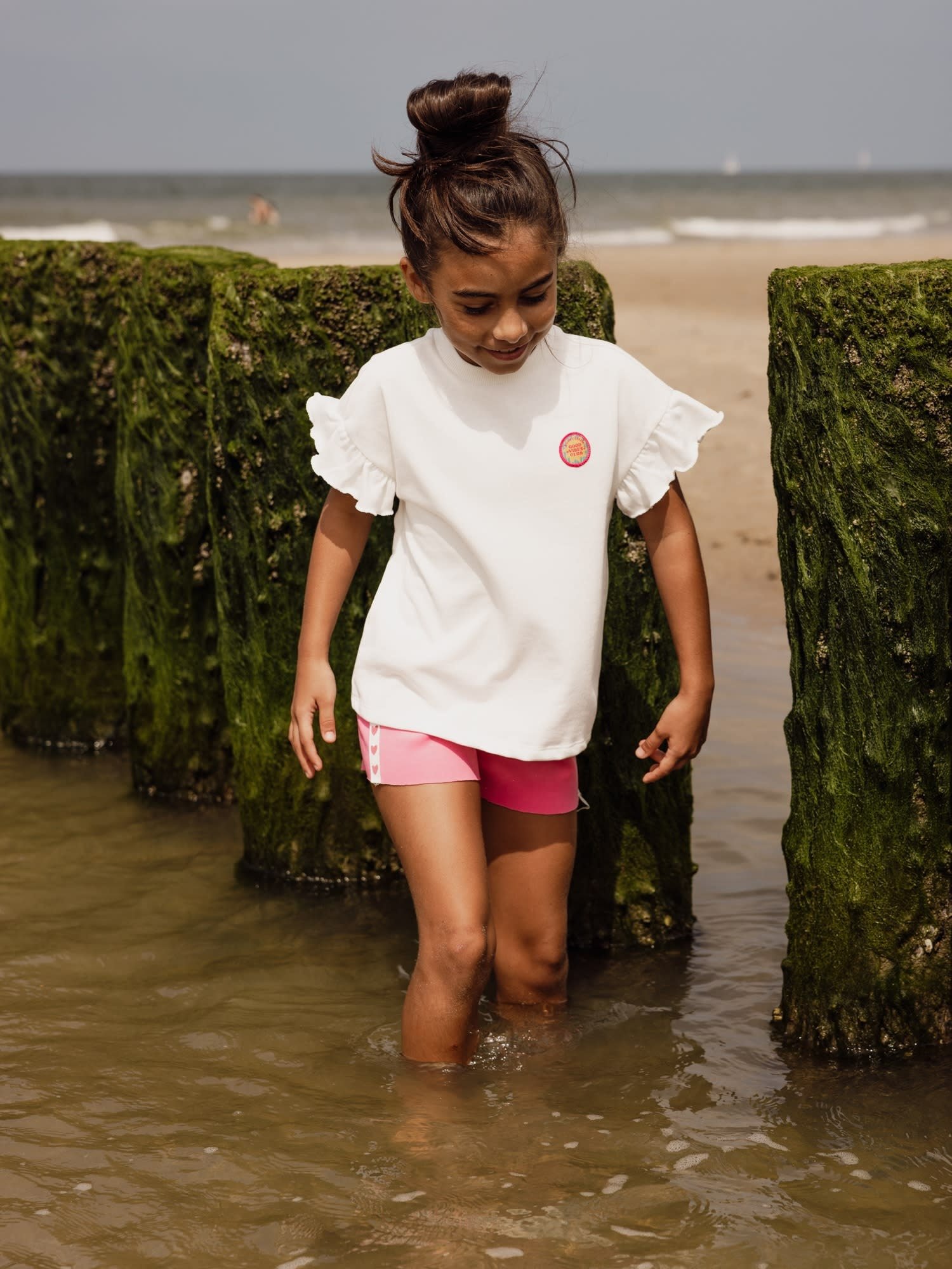 Looxs Little Sweater with Ruffles SS Soft white