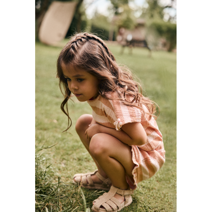 Daily7 Ruffle Shorts Fancy Stripe Silver Pink