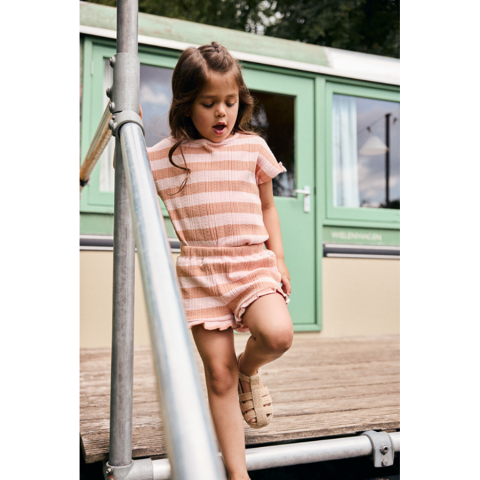 Daily7 T-shirt Fancy Stripe Silver Pink