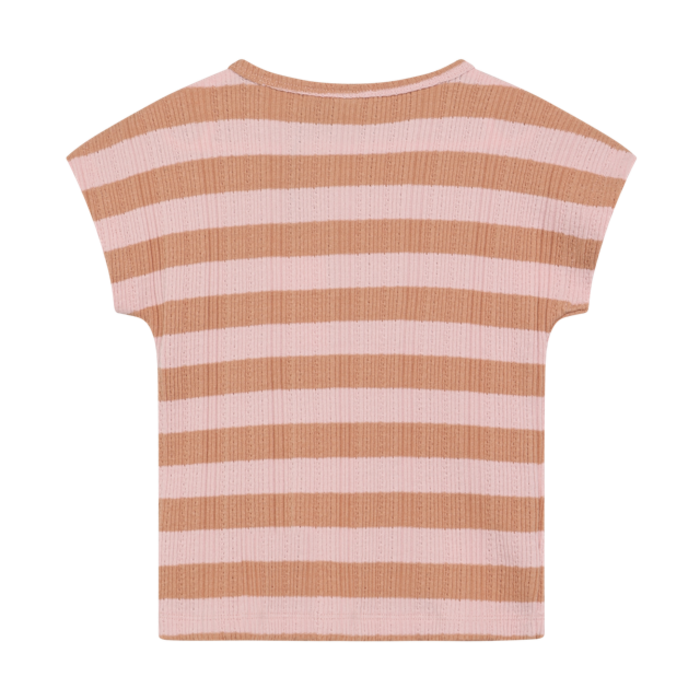 Daily7 T-shirt Fancy Stripe Silver Pink
