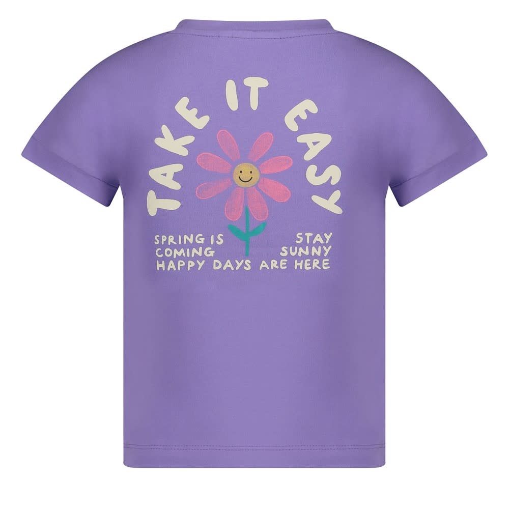 Jubel T-shirt met backprint Paars - Rolling in to Spring