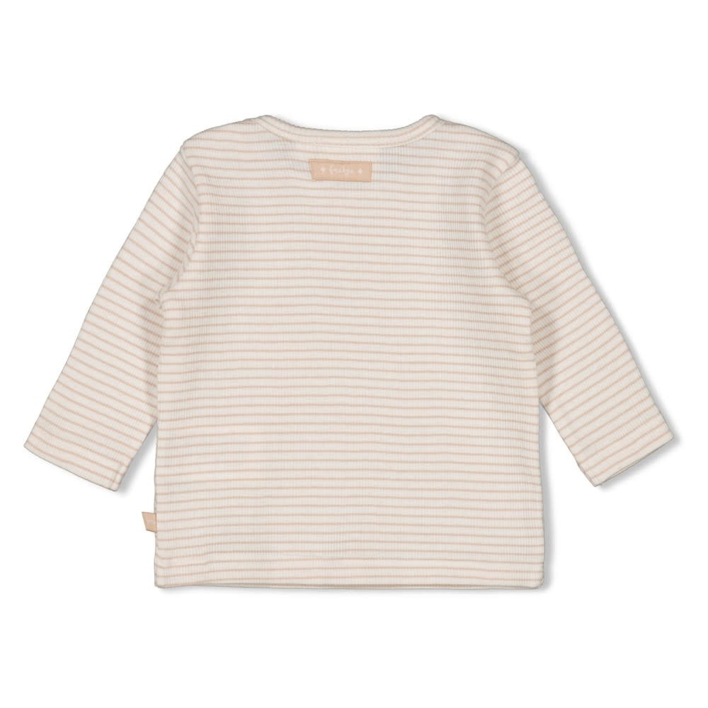 Feetje Longsleeve rib met streep Zand - Honey Bear
