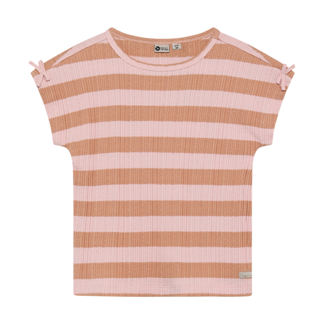 Daily7 T-shirt Fancy Stripe Silver Pink
