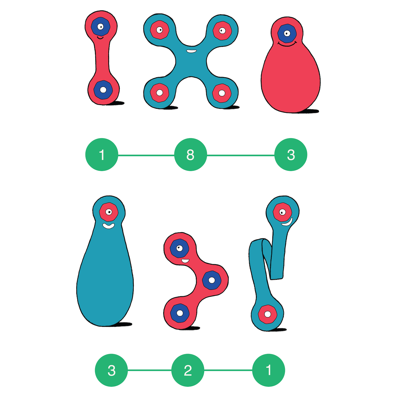 Clixo Clixo | Itsy Pack - Flamingo/Turquoise
