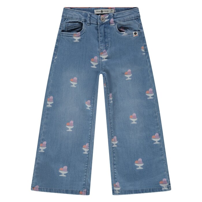 Stains & Stories girls wide leg printed denim Medium Blue SSA26208220