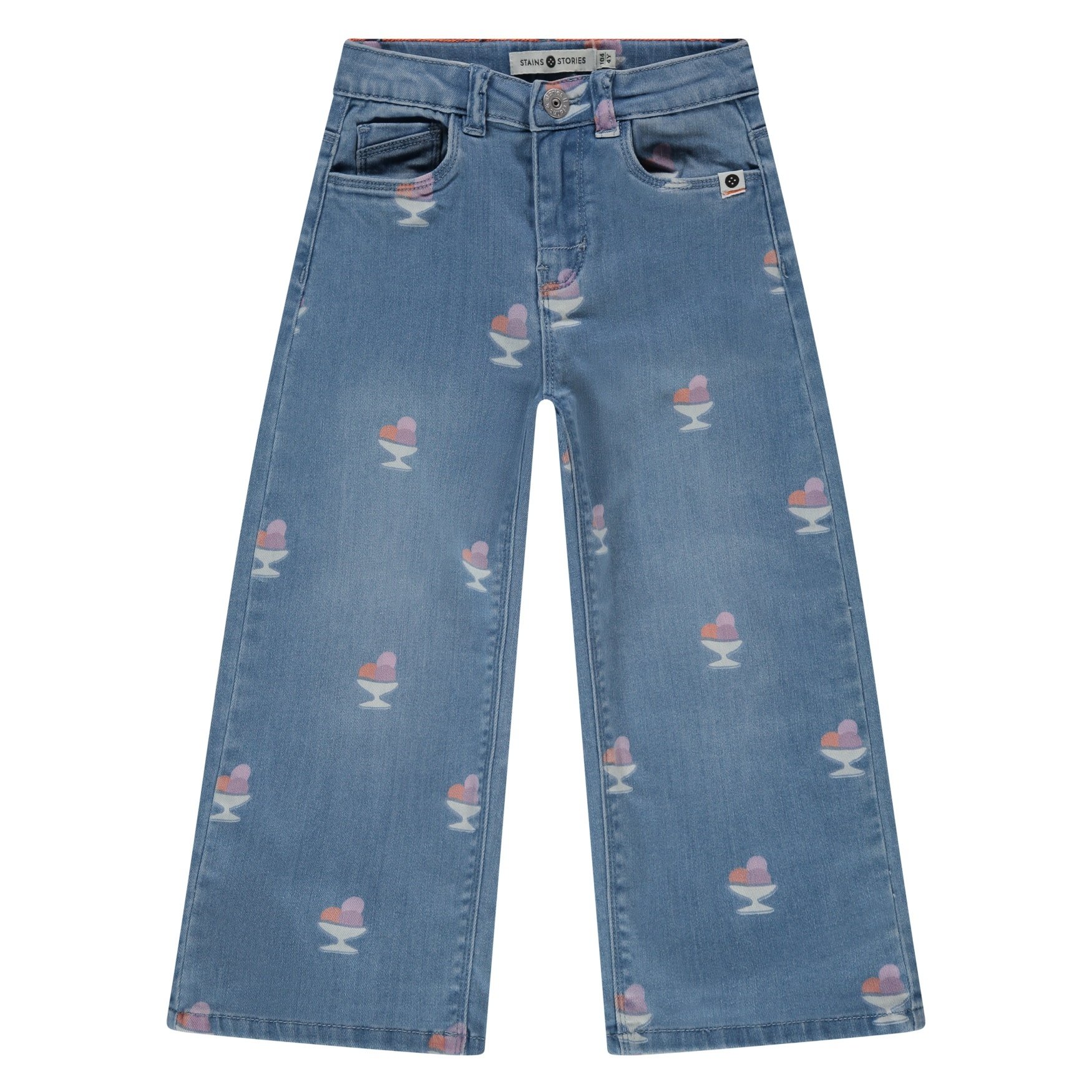 Stains & Stories girls wide leg printed denim Medium Blue SSA26208220