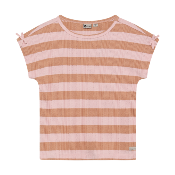 Daily7 T-shirt Fancy Stripe Silver Pink