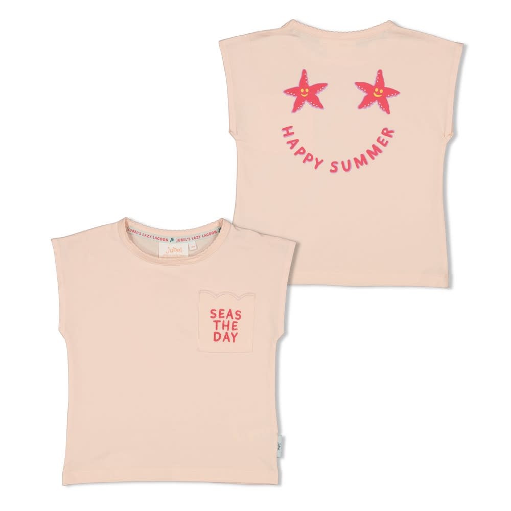 Jubel T-shirt met backprint l.Roze - Lazy Lagoon