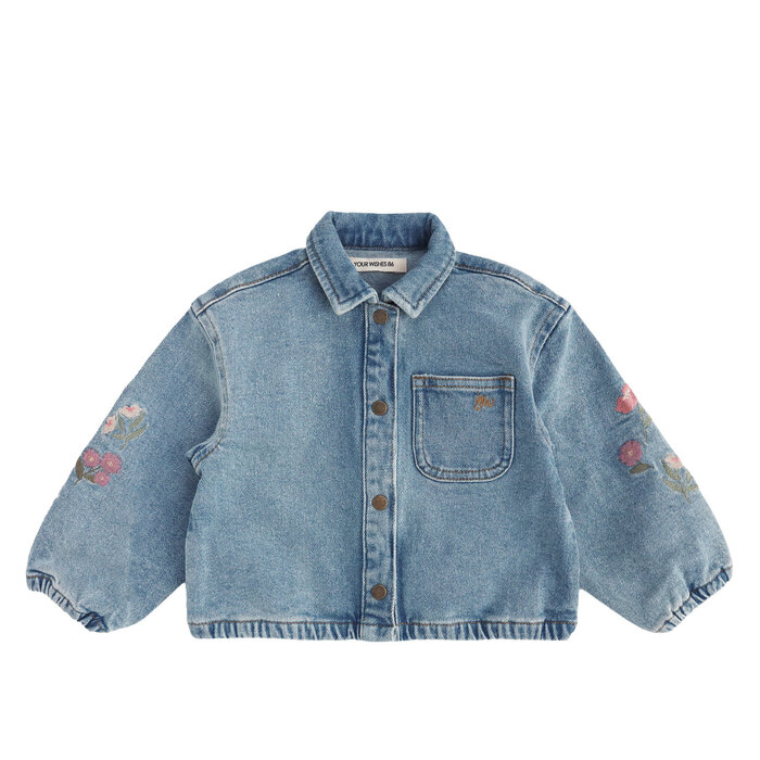 Your Wishes Stretch Denim | Embroidery Jacket Blue Tint