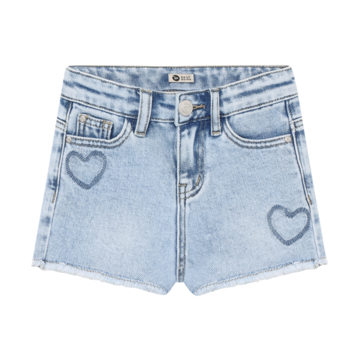 Daily7 Denim Shorts Heart Blue Denim