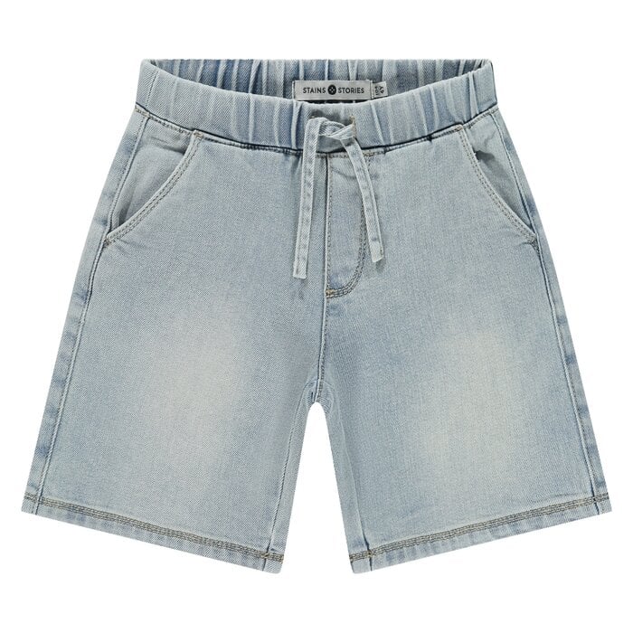Stains & Stories boys denim short wide fit Pale blue
